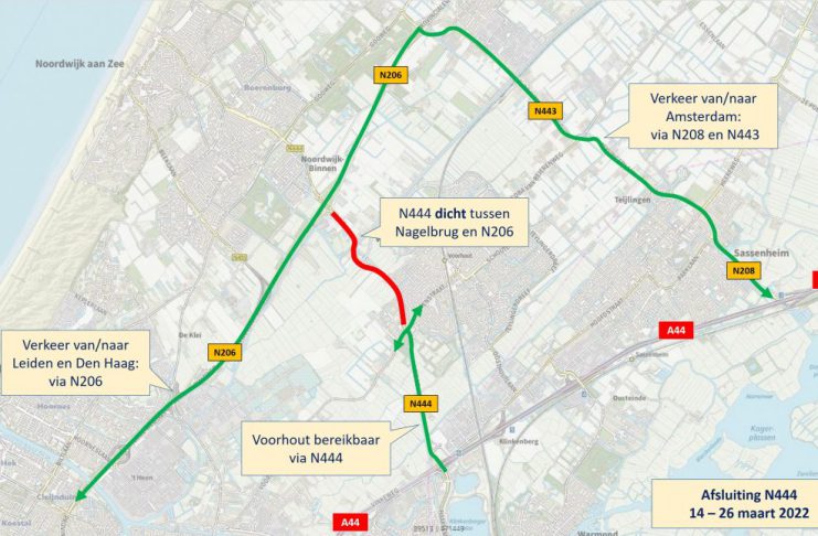 N444 tussen Noordwijk en Voorhout 12 dagen dicht