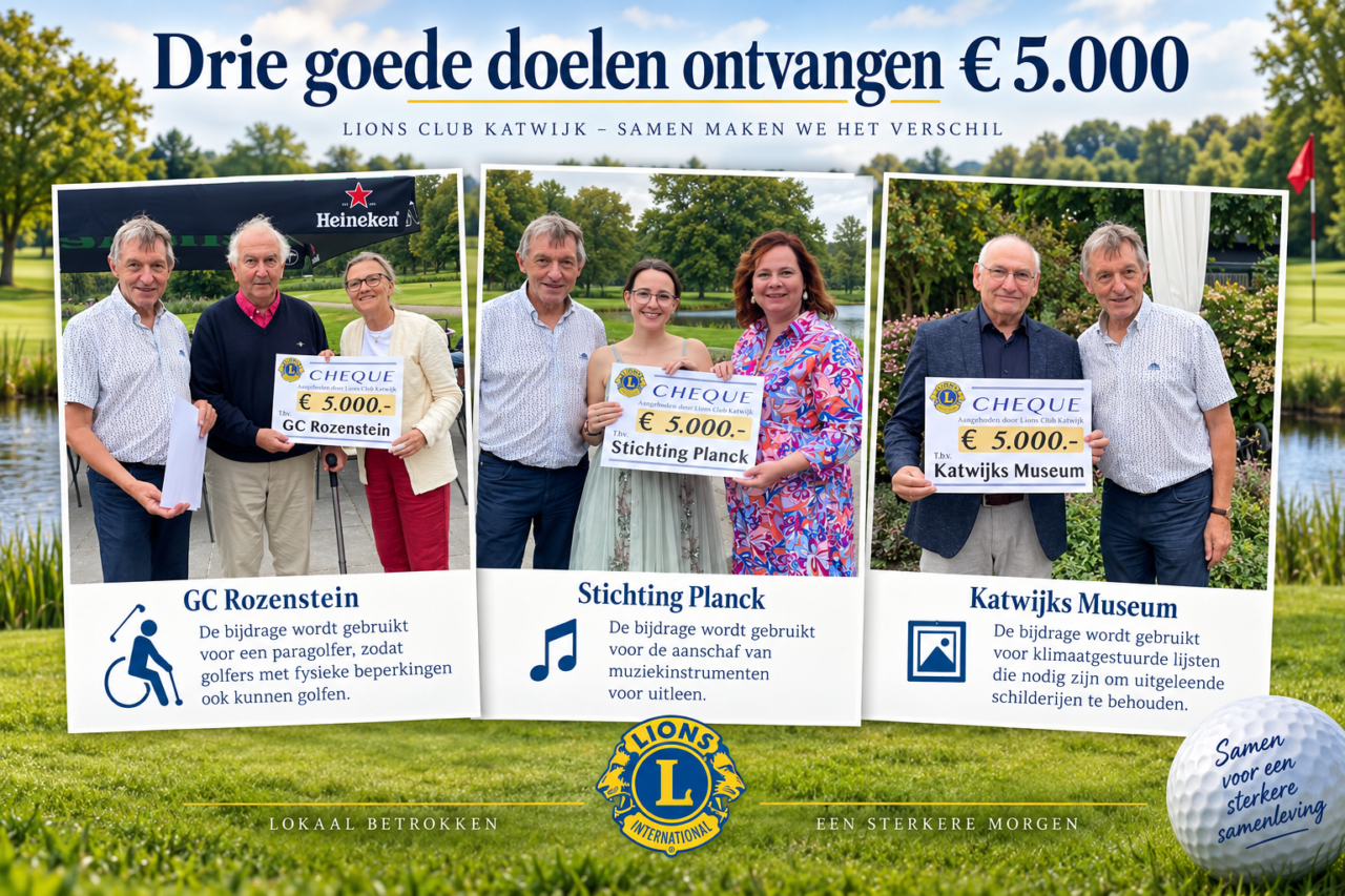 Lions schenkt 15.000 euro aan drie lokale goede doelen