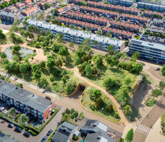 Plan Bosplein: rotonde, ondergrondse parkeergarage, park bovenop Lidl