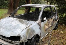 Personenauto volledig uitgebrand langs Wassenaarseweg