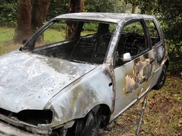Personenauto volledig uitgebrand langs Wassenaarseweg